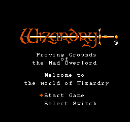 Wizardry title screen for Famicom